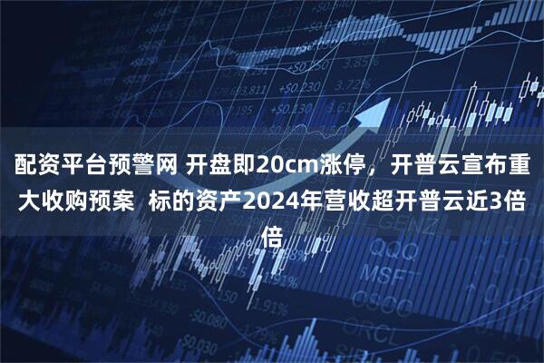配资平台预警网 开盘即20cm涨停，开普云宣布重大收购预案  标的资产2024年营收超开普云近3倍